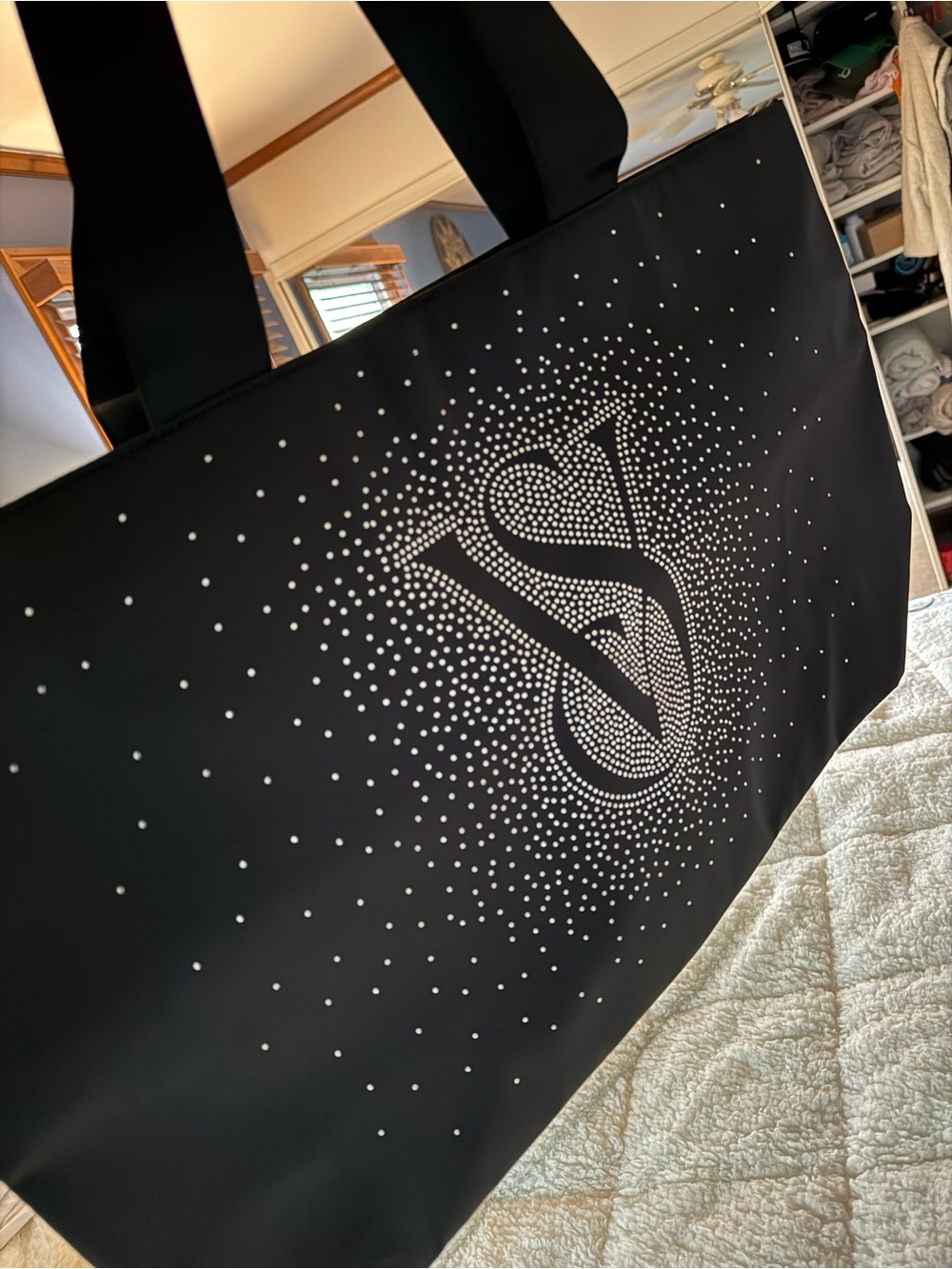 Victoria's Secret Black Tote with Rhinestone VS Monogram